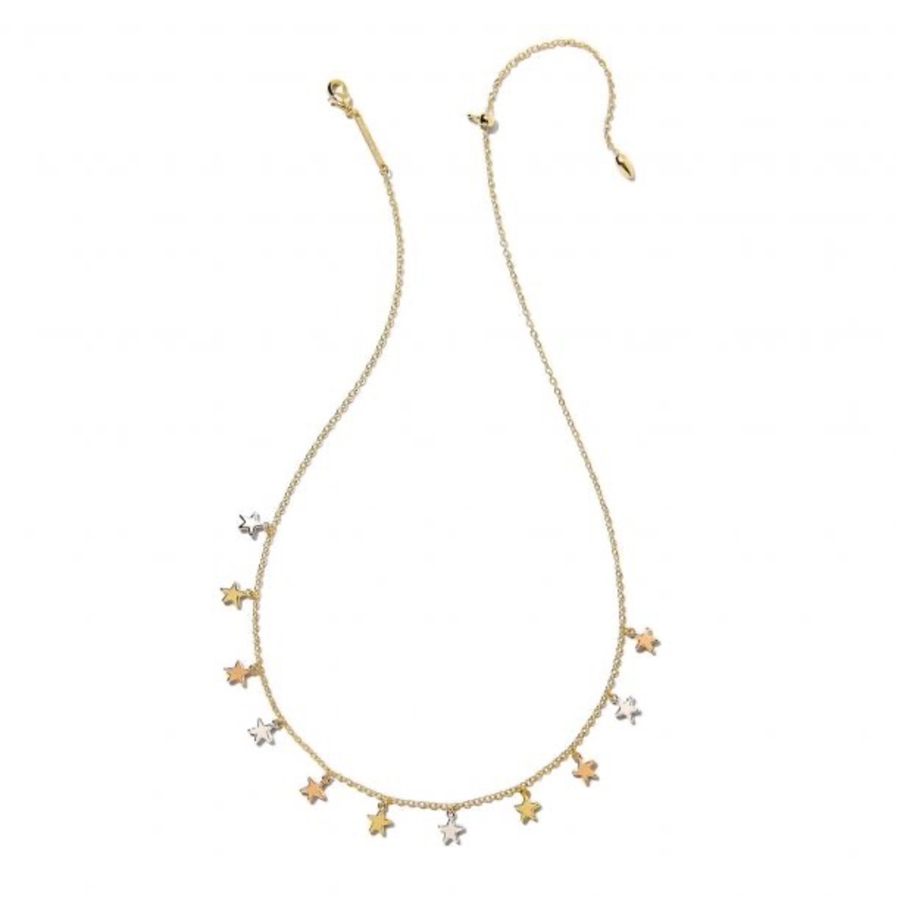 Kendra Scott "Sloane" Tri Tone Plated Star Charm Adjustable Necklace